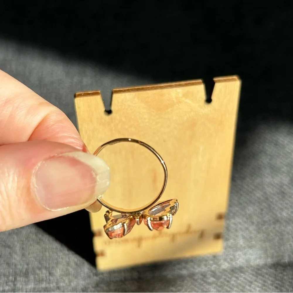 Pretty BLUSH PINK Butterfly Gemstone Fashion Ring, Gold, Adjustable